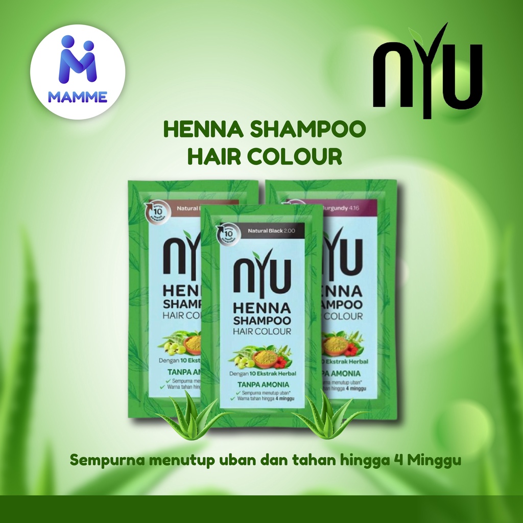 Nyu Henna Shampoo Hair Colour Sachet - Nyu Shampoo Hair Color Sampo Nyu Pewarna Rambut