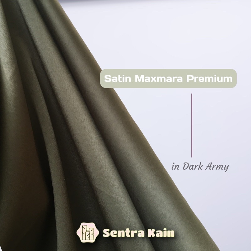 Kain Bahan Satin Maxmara Premium Import untuk Dress dan Kebaya / Warna Dark Army / Satin adem