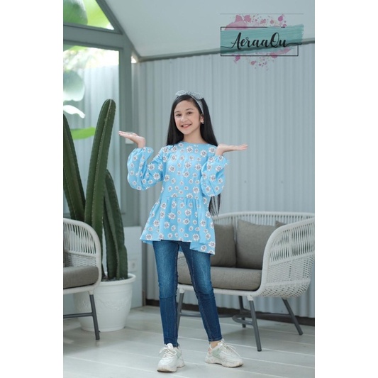 Setelan Anak Perempuan Remaja Rok dan Celana Jeans Sun flower Aeraaqu