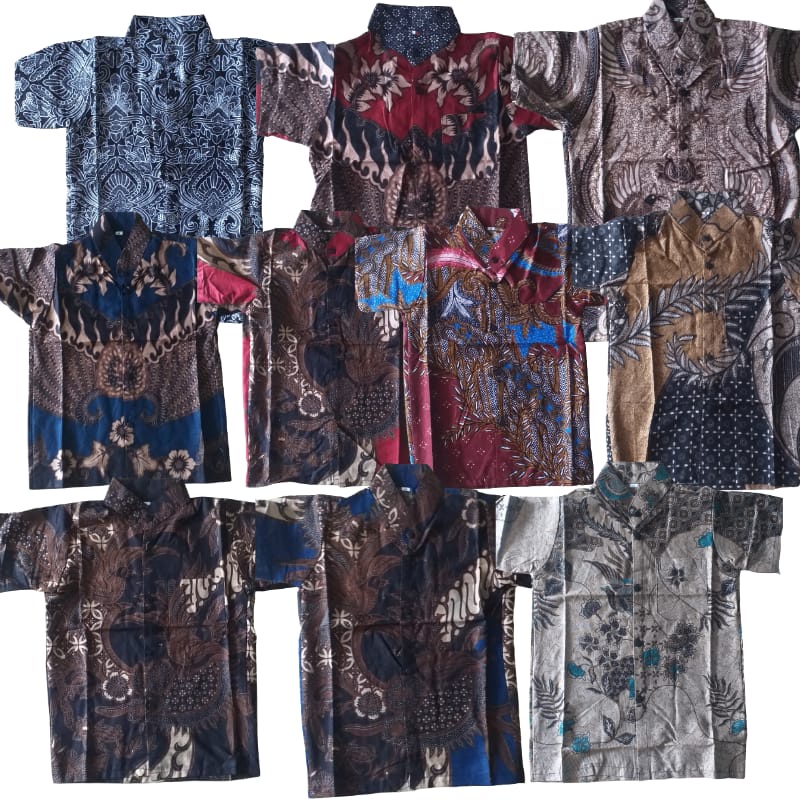 kemeja hem batik anak motif baru kerah koko