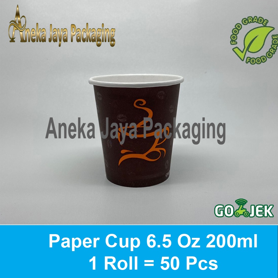 Paper cup 6.5oz 50pcs Tebal Gelas Kertas Kopi Tahan Panas 200ml Medan
