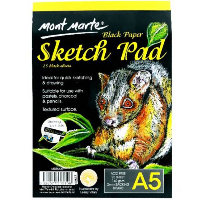 

Mont Marte Black Paper Sketchbook - A5 Buku Gambar HItam