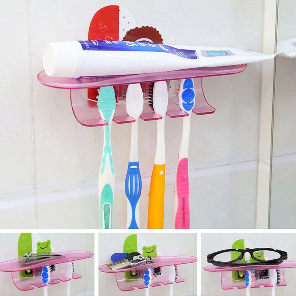 Rebuy Toothbrush Holder Self-adhesive Tools Rak Odol Organizer Alat Cukur Aksesoris Kamar Mandi