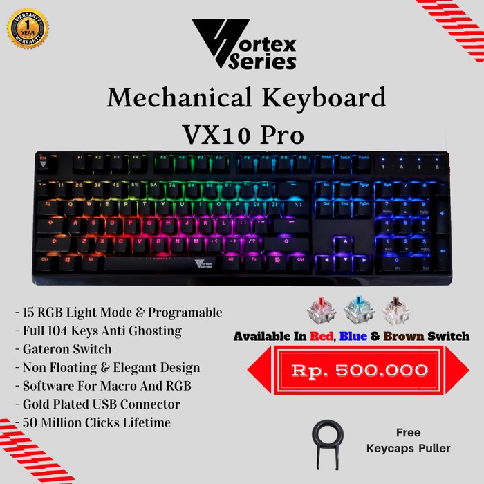 VortexSeries VX10 Pro Keyboard Mekanik Full Size Hitam