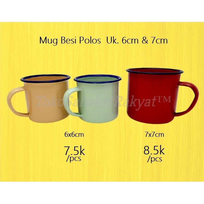 Mug Besi/Mug Jadul Warna Polos UK 6cm &amp; 7cm