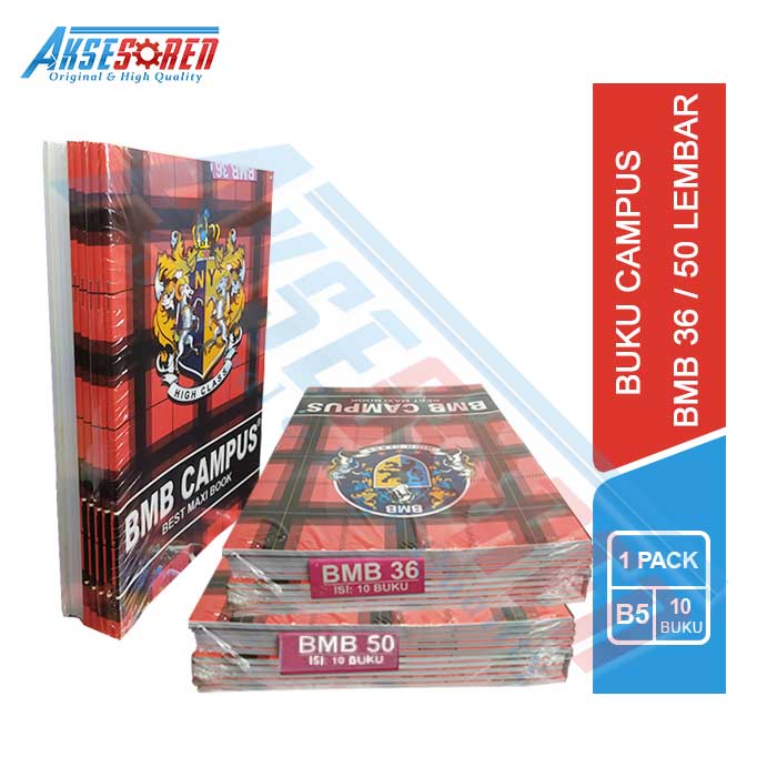 BUKU TULIS BMB CAMPUS [ISI 36/50 LEMBAR/10 BUKU/B5] / BUKU KAMPUS 1 PAK BUKU CAMPUS 1 PACK 50 LEMBAR