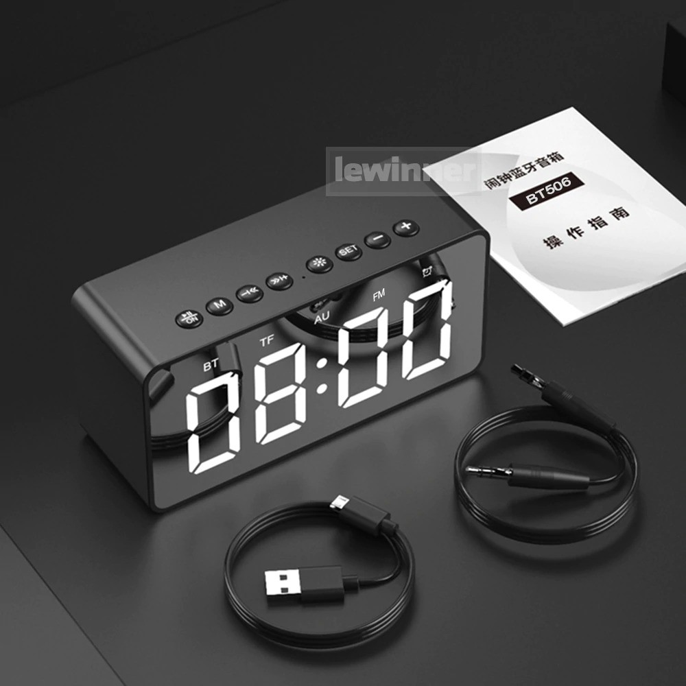 Lewinner Jam Alarm Clock with Bluetooth Speaker TF AUX FM Radio - BT506F