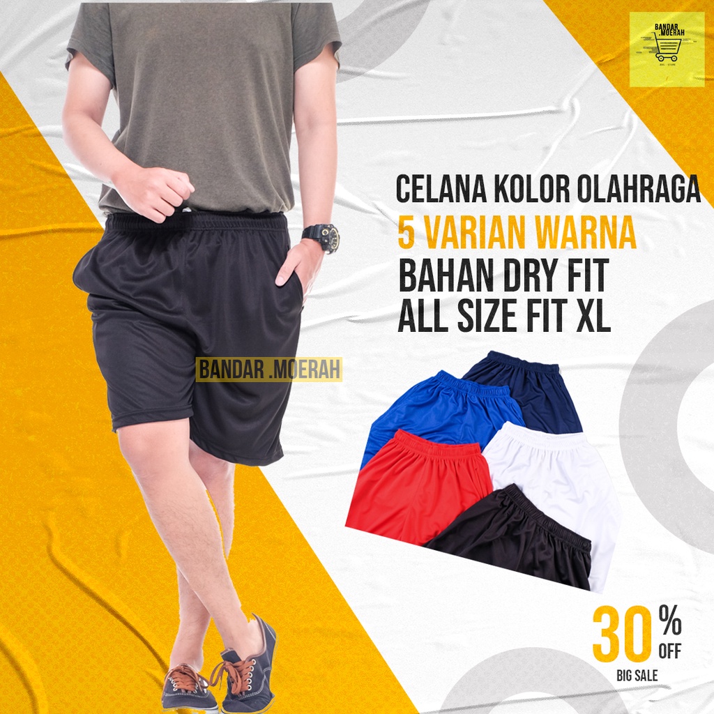 Celana Kolor Olahraga Bola Futsal Saku Pendek Pria Bahan Dryfit Allsize