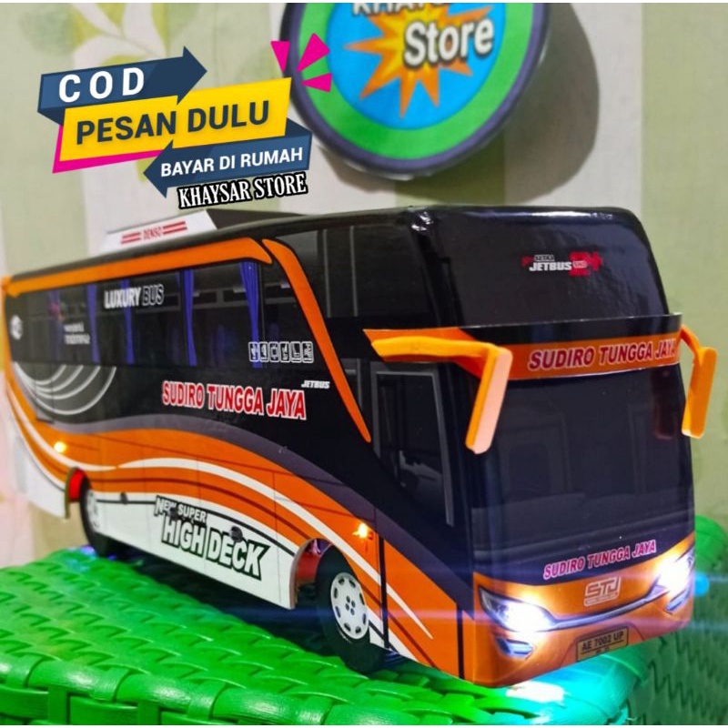 Miniatur Bus bis shd sudiro tungga jaya plus lampu