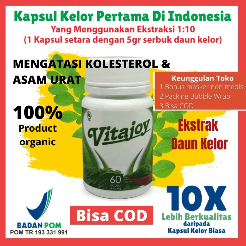 

Ekstrak Daun Kelor Herbal Vitajoy suplemen herbal Kolesterol dan asam urat Turunkan Tensi Darah