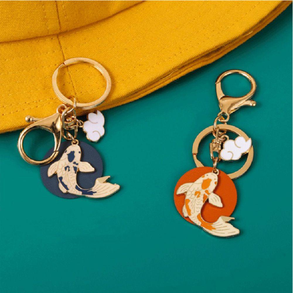 Needway   Koi Gantungan Kunci Lucu Vintage Kreatif Kartun Logam Jepang Key Chain