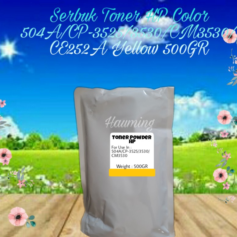 Serbuk Toner HP 504A CP3520 CP3525 CP3525N CP3525DN CP3525X CM3530 CM3530FS CE252A Yellow 500gr