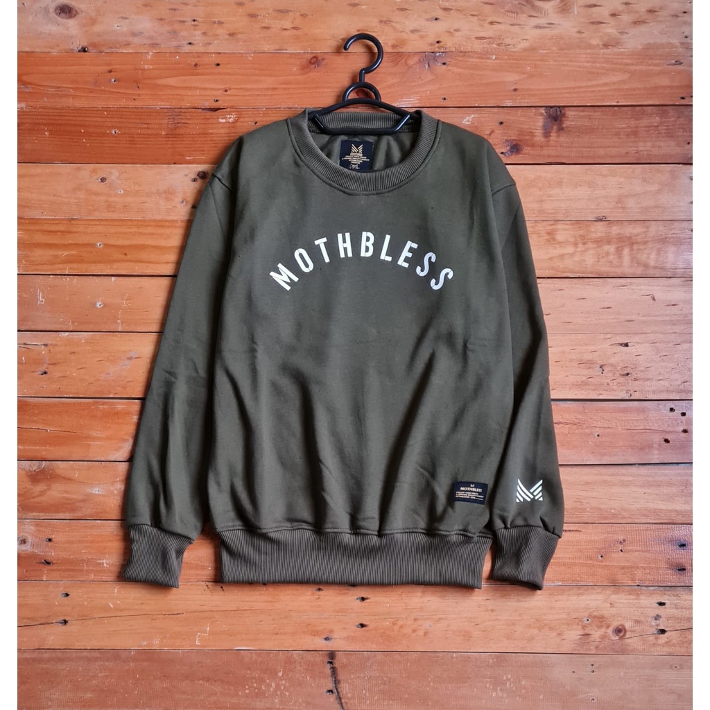 Crewneck Mothbless Sencillo Unisex Cotton Premium Army