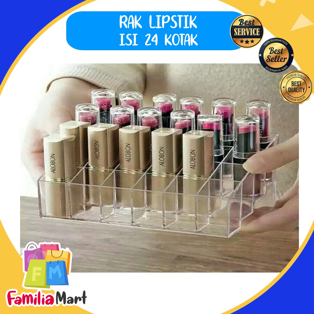 RAK KOTAK KOSMETIK TEMPAT LIPSTIK KUTEK MULTIFUNGSI AKRILIK 24 KOTAK