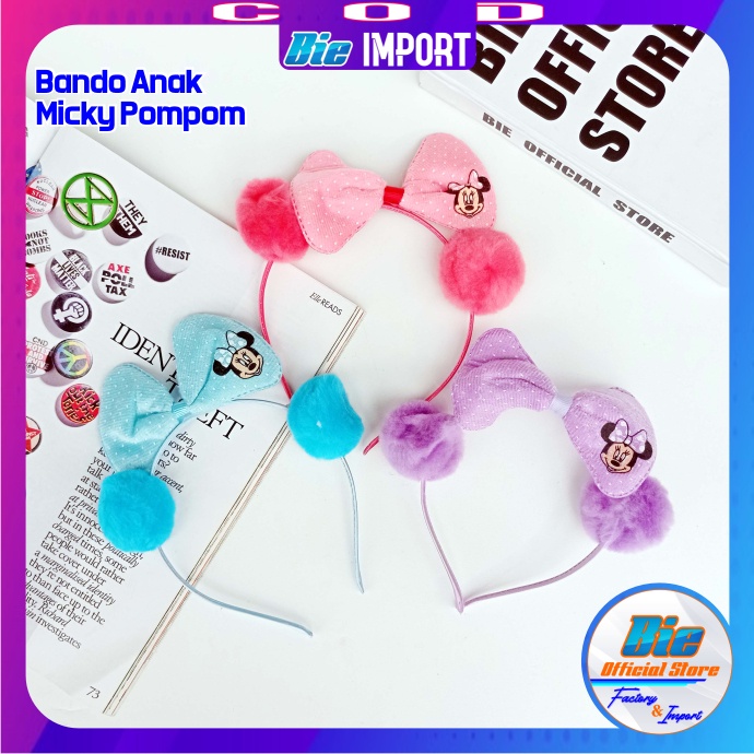 Bando Micky Mouse PomPom Preium Impor Best Seller