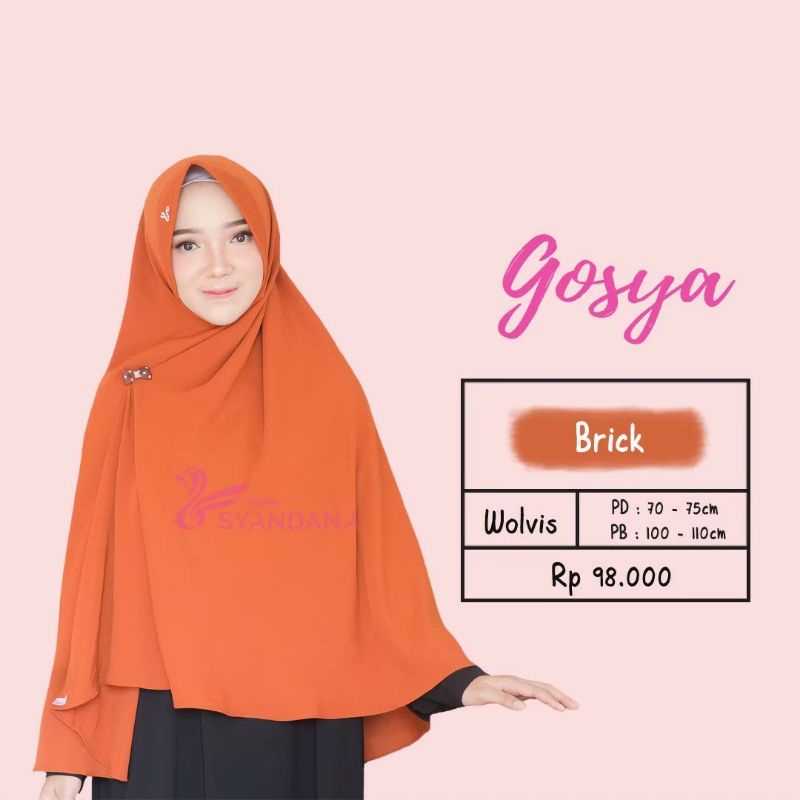 Hijab Syandana Gosya (L) Warna Baru Dan Lama Khimar Bergo Kerudung Jilbab Instan-Brick