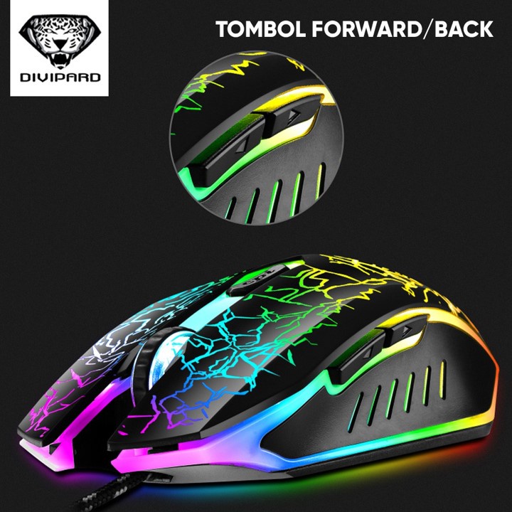 Mouse Gaming Divipard G202 3200 DPI Colorful Backlight