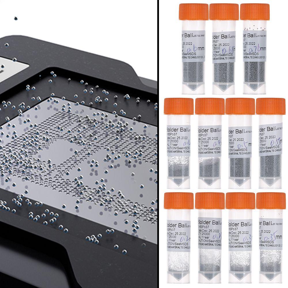 Solighter 25000pcs / Botol Bola Solder Suhu Rendah 0.2-0.76mm Untuk Chip IC