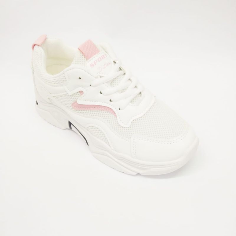 SNEAKERS WANITA-Putih pink