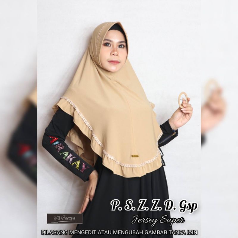 jilbab pet renda Gesper  ori alfaeza