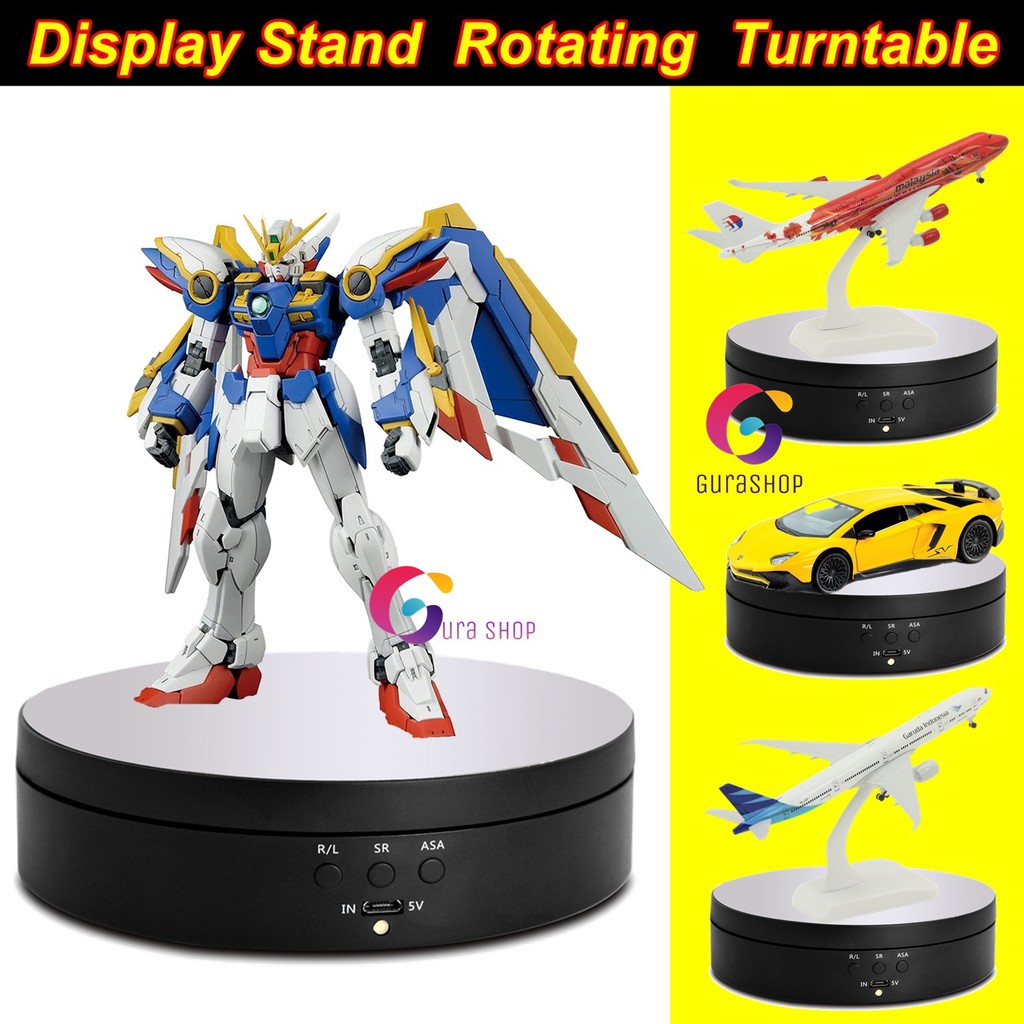 Display Stand Rotating Turntable Diecast Pesawat Gundam Mobil USB