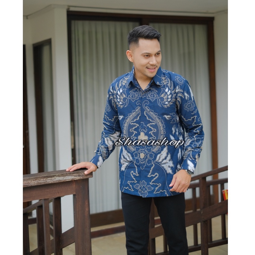 Batik Pria YUDHA BIRU Katun Halus Full Furing Termurah