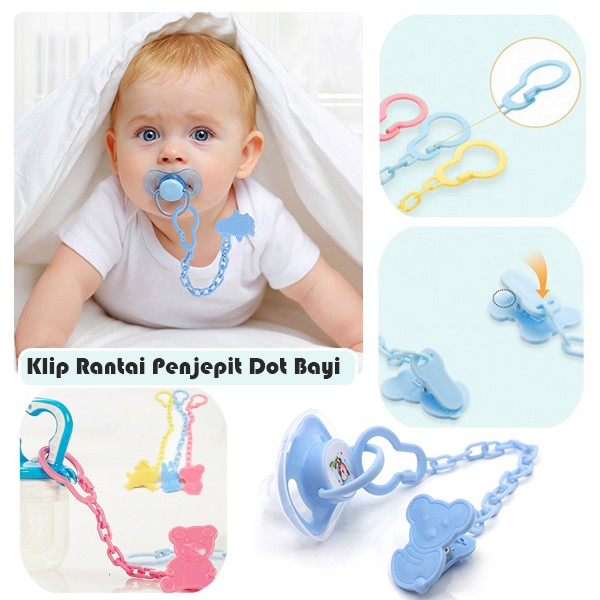 Klip Rantai Penjepit Dot Bayi | Tali Gantungan Empeng Bayi | Teether Clipper Pacifier Holder