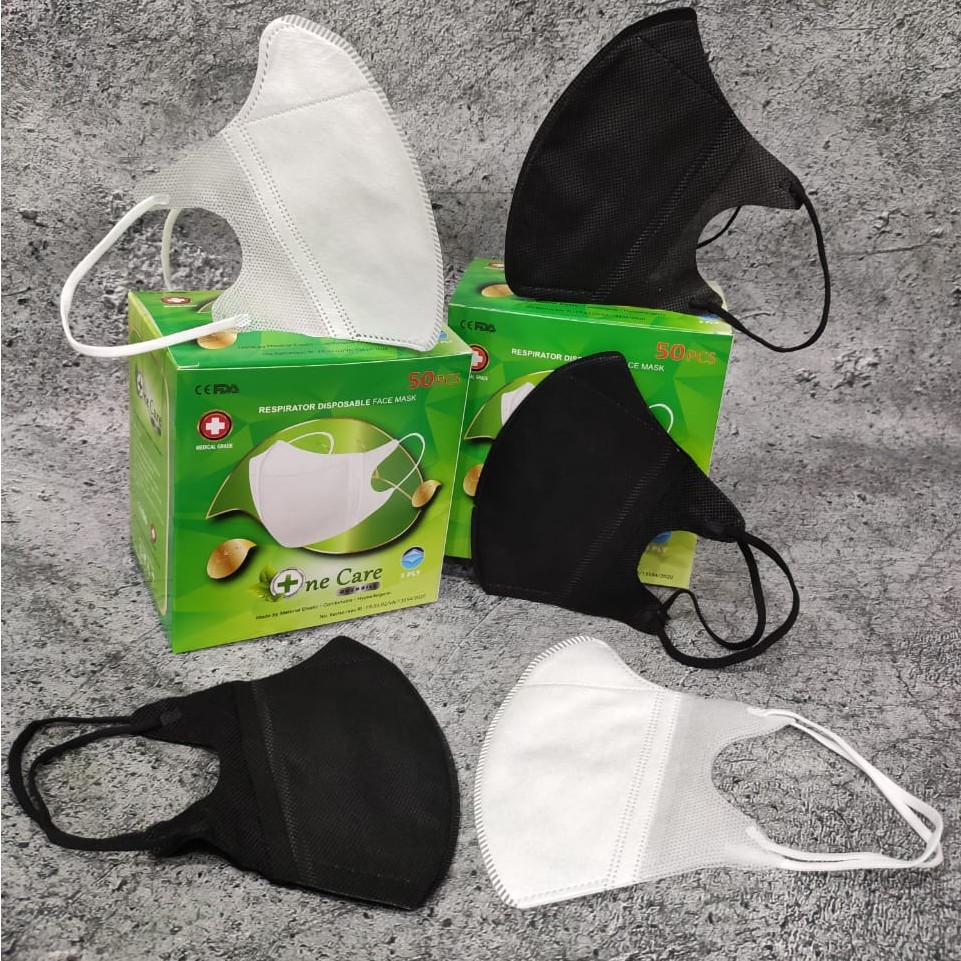 PER 1 BOX 50 PC - MASKER DUCKBILL NECARE NE CARE POLOS &amp; GARIS FACE MASK KEMENKES