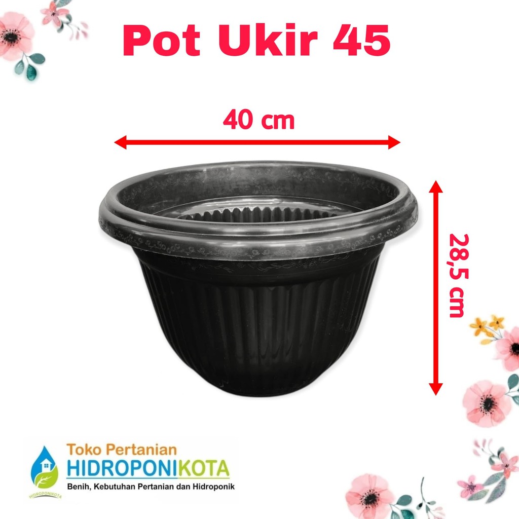 SUSAN - POT BUNGA PB 450 hitam - pot hitam 40 - pot ukir - pot oval - pot plastik