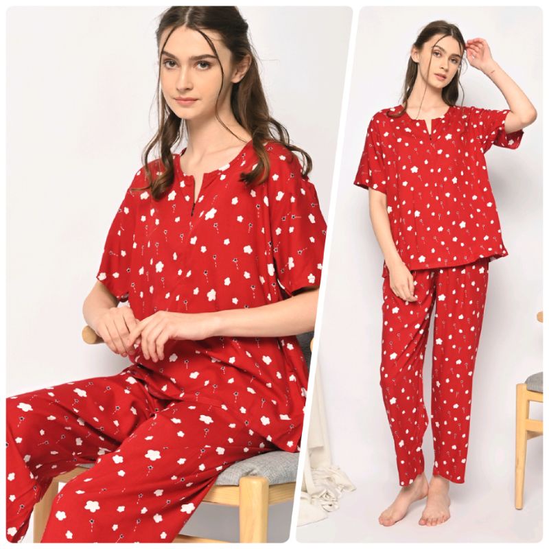 ONE SET PIYAMA RAYON-CPJ SLTG AWAN RED