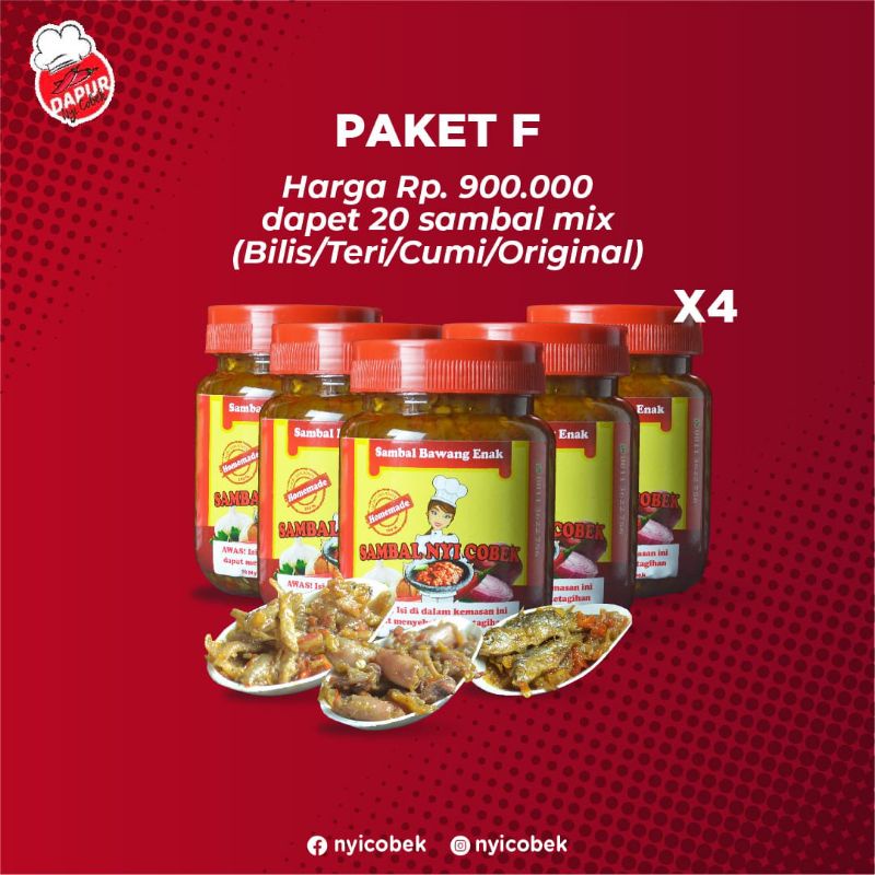 

Paket F : 20 Sambal Cumi/Teri/Bilis/Original