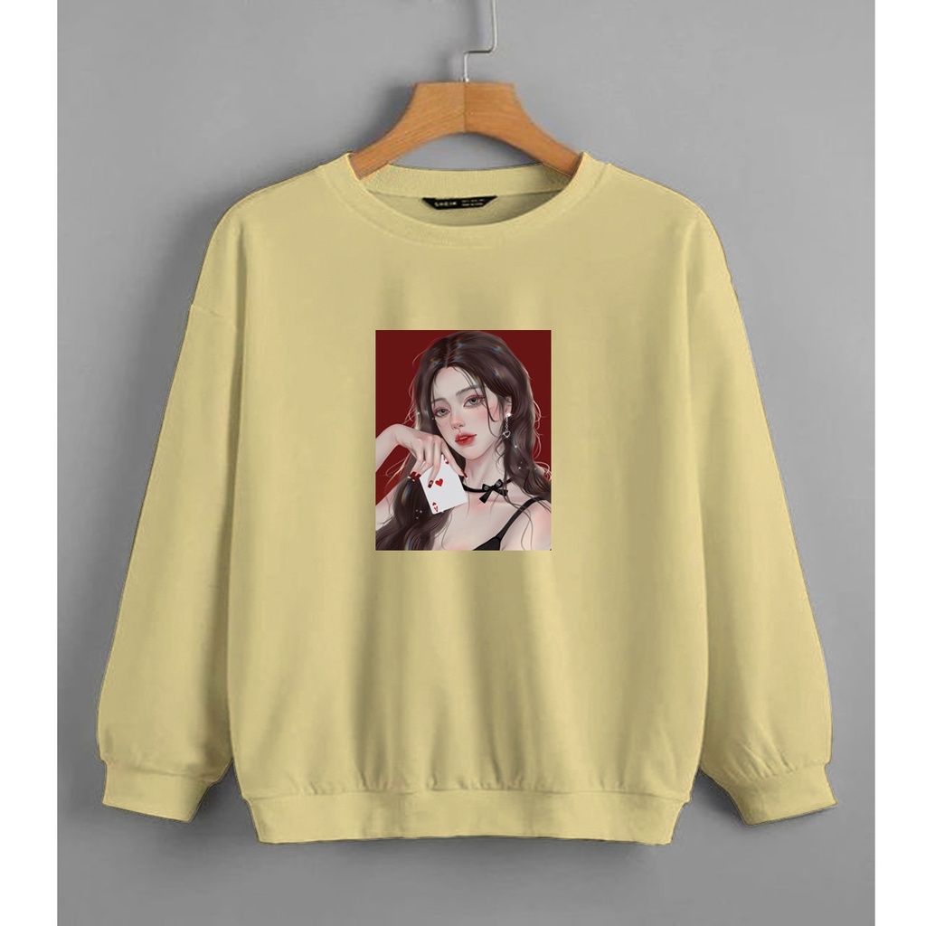 CALVIERO SHOP - BAJU SWEATER WANITA ATASAN GIRL AS POKER SWEATER DEWASA BRAND ANIME SWEATER HODDIE FASHION CITAYEM SCBD FASHION WEEK FASHION VIRAL TIKTOK