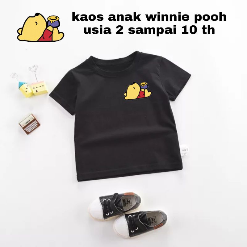 Kaos Anak Unisex Cowo-Cwe Winnie Pooh Baju Oblong Anak Usia 2 Sampai 10thn Baju Anak Anak