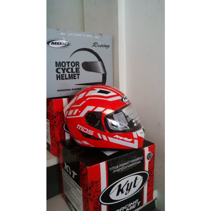 Helm MDS Provent Red White Full Face Visor Fullface Merah