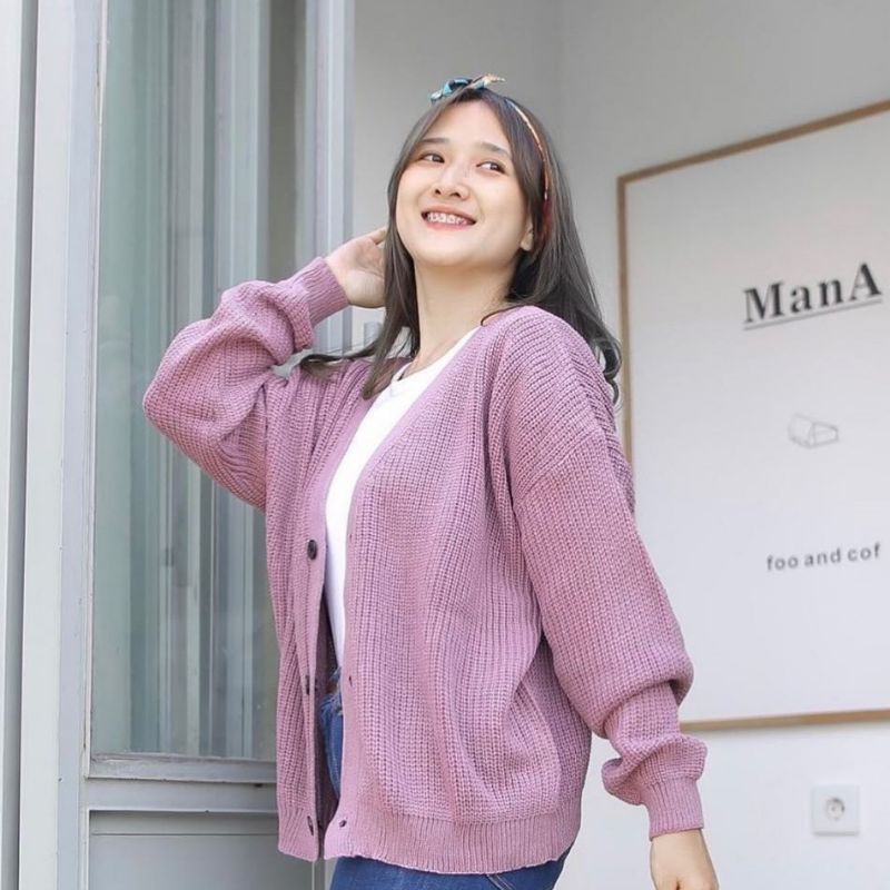 MALIKA CARDY RAJUT OVERSIZE / Kardigan Rajut Wanita / Crop Cardy Rajut / Atasan Wanita Korea / Crop-NILA