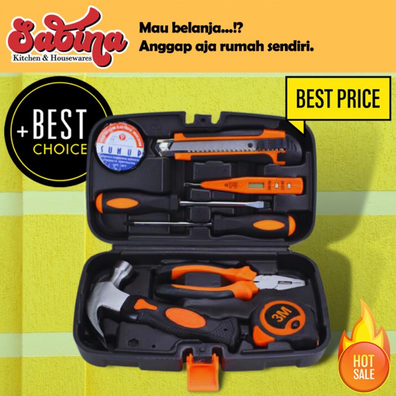 Obeng Set Perkakas Toolbox Tang Palu Obeng Cutter Meteran 8 in 1