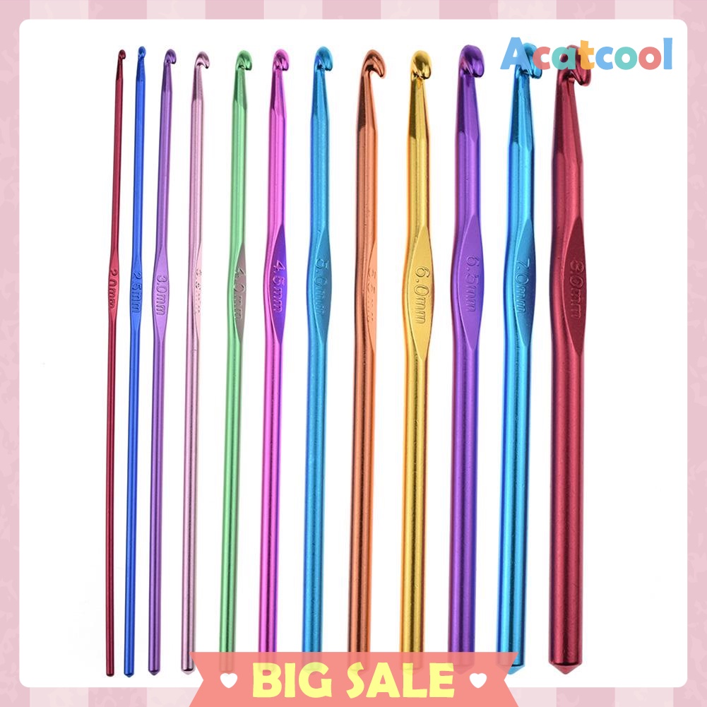 DIY Aluminum Crochet Hooks Sweater Knit Weave Craft Sewing Needles Set Kit