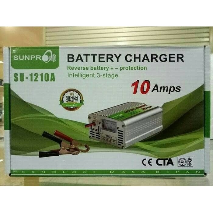 Charger Accu Cas Aki Otomatis 10A Dengan Ampere Meter