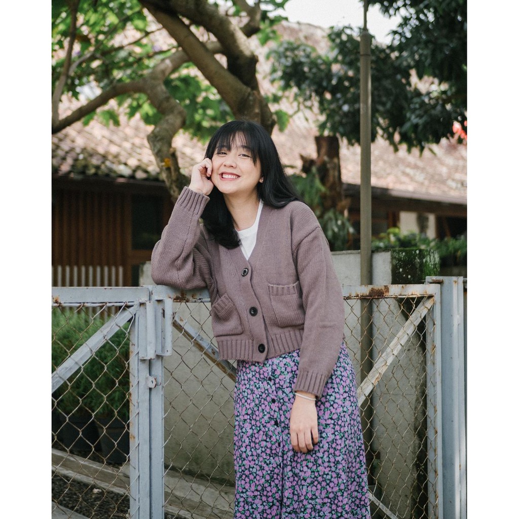 Zaraa Cardigan Pocket Cropty Rajut Premium Wanita Terbaru