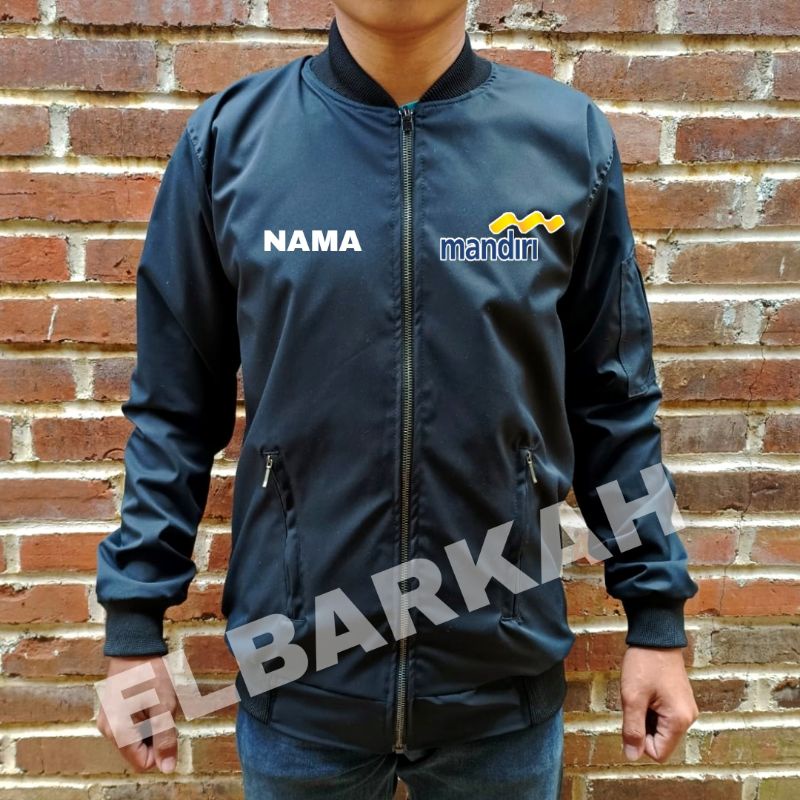 JAKET BOMBER LOGO BANK MANDIRI JAKET BOMBER BISA CUSTOM LOGO SENDIRI jaket bomber waterfroop jaket bomber terbaru