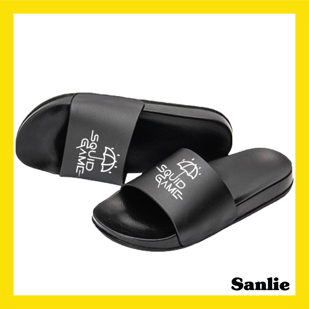 SANLIE SANDAL SLOP SQUID GAME / SANDAL SLIDE SLOP / SANDAL SLIP ON SQUID GAME EMPUK PRIA WANITA 555-1