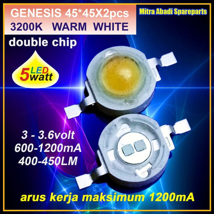 HPL 5W/High Power LED 5 Watt 2/Double Chips Genesis Warm White 3200K