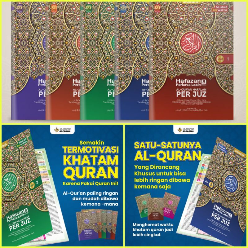 Al-Qur’an Per Juz 30 Buku | Mushaf Hafalan Perkata + Transliterasi Latin Full Color A5
