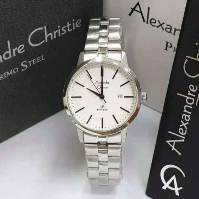 Alexandre christie AC 1007 dial white silver wanita