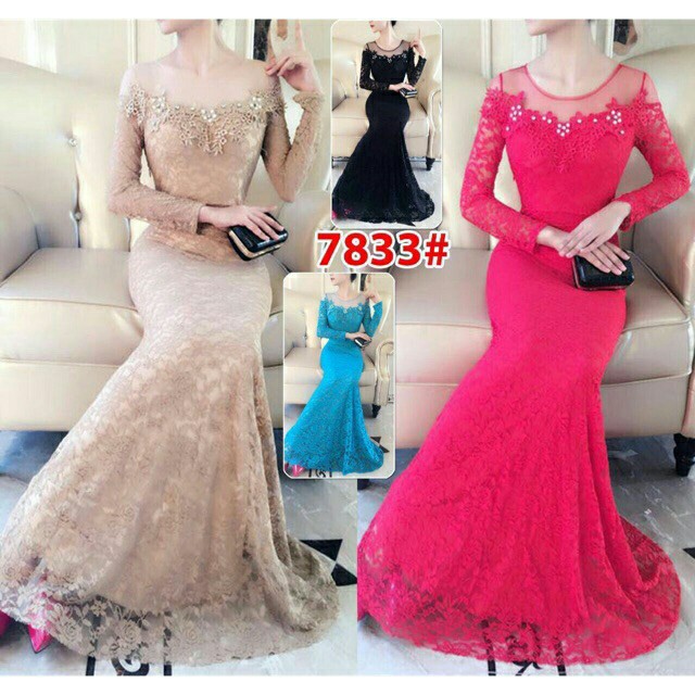 Long Dress YC488 7833 long dress brukat pesta import Best Seller