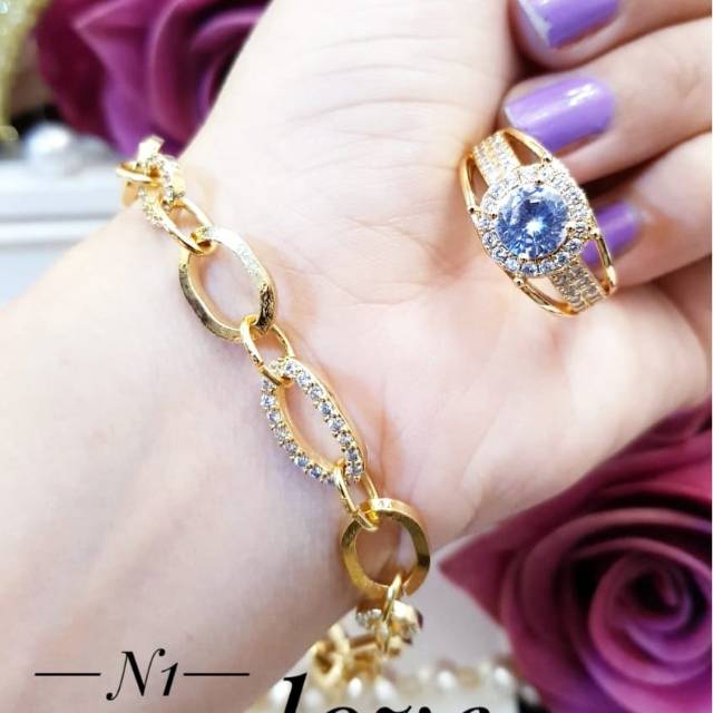 Xuping gelang dan cincin lapis emas 24k 2559j