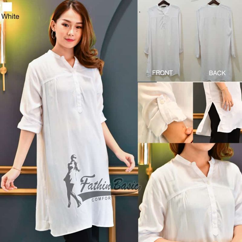 Tunik Putih Polos // Tunik Putih // Tunik Wanita // Baju Tunik Putih // Tunik Katun Rayon // Long Tu