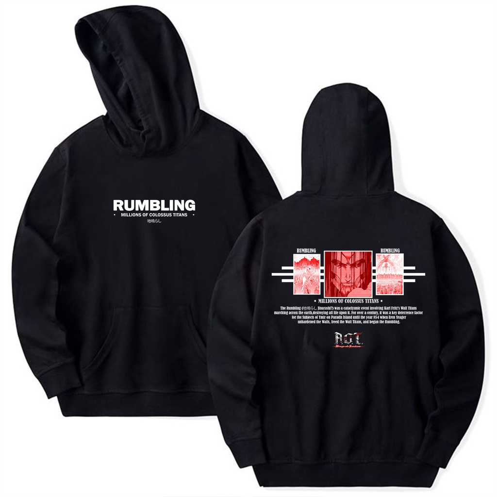 HOODIE RUMBLING OVERSIZE HOODIE ANIME BIGSIZE ATTACK ON TITAN M L XL 2XL 3XL 4XL 5XL 6XL HOODIE ANIM