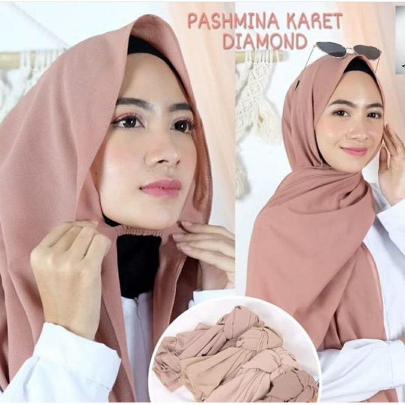 Pashmina instant karet diamond , bahan diamond