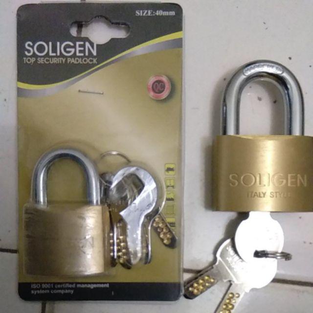Soligen Gembok Full Kuningan 40mm Anti Duplikat Pagar Rumah